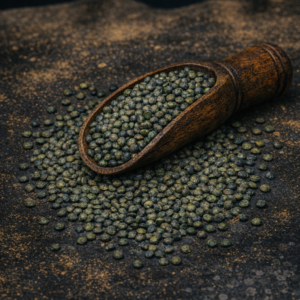 La lenteja verdina de Puy, conocida como la lenteja francesa, es una legumbre única por su tamaño pequeño, firmeza tras la cocción y sabor ligeramente dulce y a nuez.