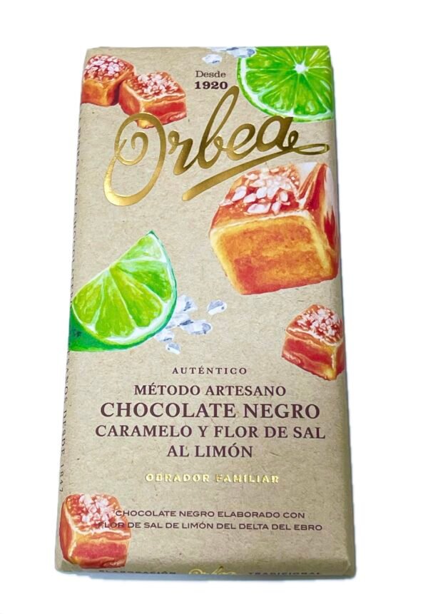 Chocolate negro caramelo, limón y flor de sal