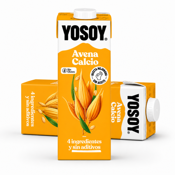 Bebida vegetal sin azúcar y fuente de calcio natural La bebida vegetal YOSOY Avena Calcio combina el sabor suave de la avena con un aporte extra de calcio natural, perfecta para quienes buscan una alternativa saludable y equilibrada a la leche tradicional. Elaborada con solo 4 ingredientes y sin aditivos, esta bebida es 0% azúcar añadido, sin gluten y apta para veganos. Su textura cremosa y su receta mejorada la hacen ideal para café, cereales, batidos o repostería. Fabricada en España con compromiso sostenible y envase reciclable.