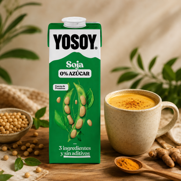 Disfruta de esta oferta especial pensada para quienes buscan una alimentación vegetal, natural y equilibrada. El pack incluye: 🥛 6 × YOSOY Soja 0% Azúcar (1 L) — bebida vegetal sin azúcares añadidos, rica en proteínas y elaborada con soja nacional. 🌿 Regalo: 50 g de Leche Dorada – Golden Milk Premium — mezcla artesanal con cúrcuma, jengibre y especias naturales, perfecta para preparar una bebida reconfortante y antioxidante. Este pack combina lo mejor de la nutrición vegetal con el sabor y bienestar de las infusiones especiadas. Ideal para desayunos, batidos o recetas saludables.